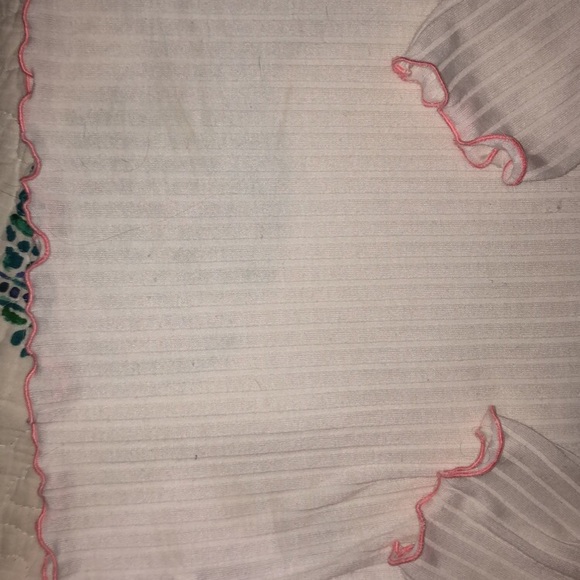 White and Pink Ribbed Crop Top - Picture 3 of 4